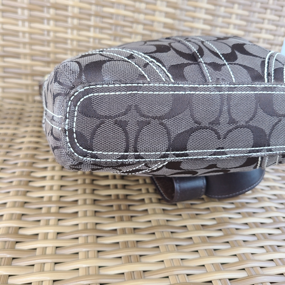 Coach 10402 Signature Jacquard Canvas Leather Brown Crossbody Shoulder Bag - Picture 11 of 16